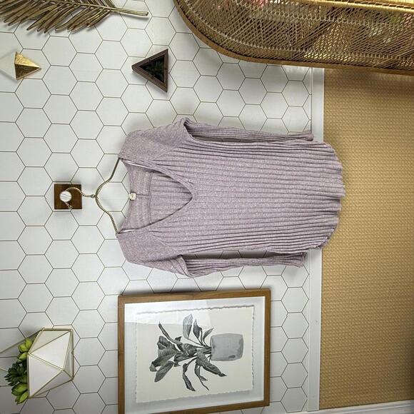 We The Free Tops - We The Free Lavender V-Neck Long Sleeve Ribbed Tunic Top - Size - Small